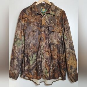 Cabelas Long Sleeve Fleece Button Down Camo Shirt